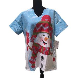 UA Scrubs - Light Blue with Snowman - Large - NWT